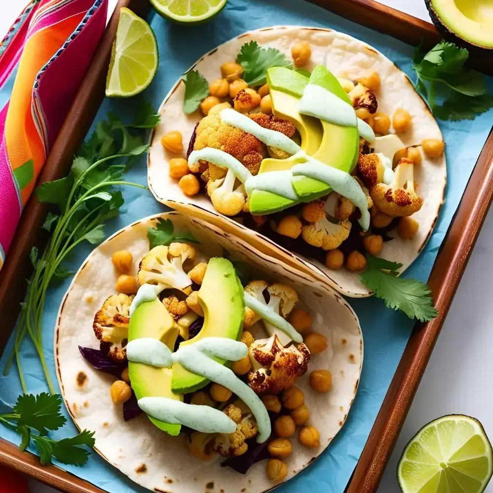 Air Fryer Vegetarian Cauliflower And Chickpea Tacos