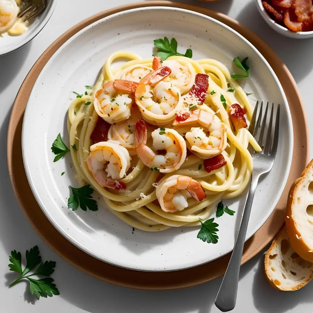 Garlic Shrimp Bacon Alfredo