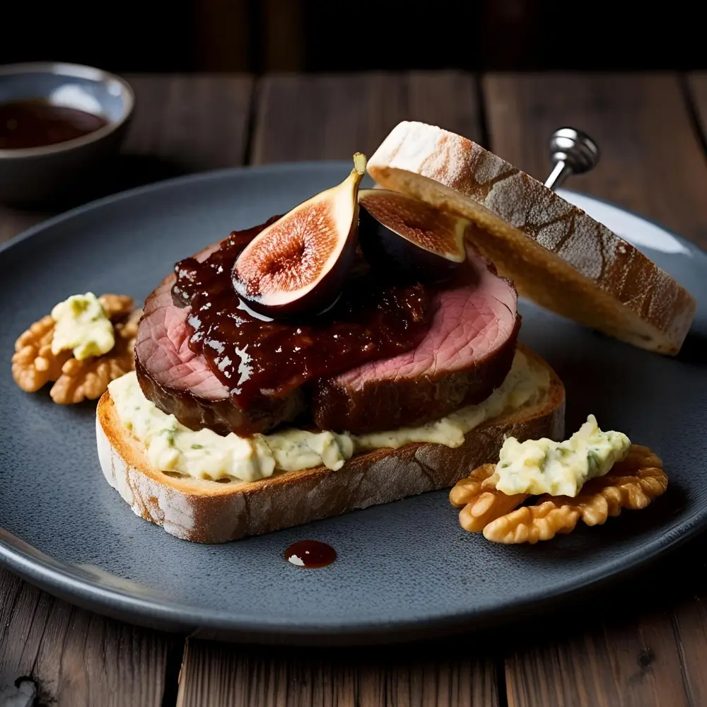 Cabernet-Balsamic Fig-Glazed Ribeye Sandwich