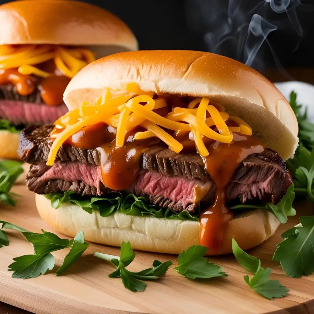 Ribeye Steak Philly Sandwich With Cheddar-Sweet Vidalia Onion Sauce
