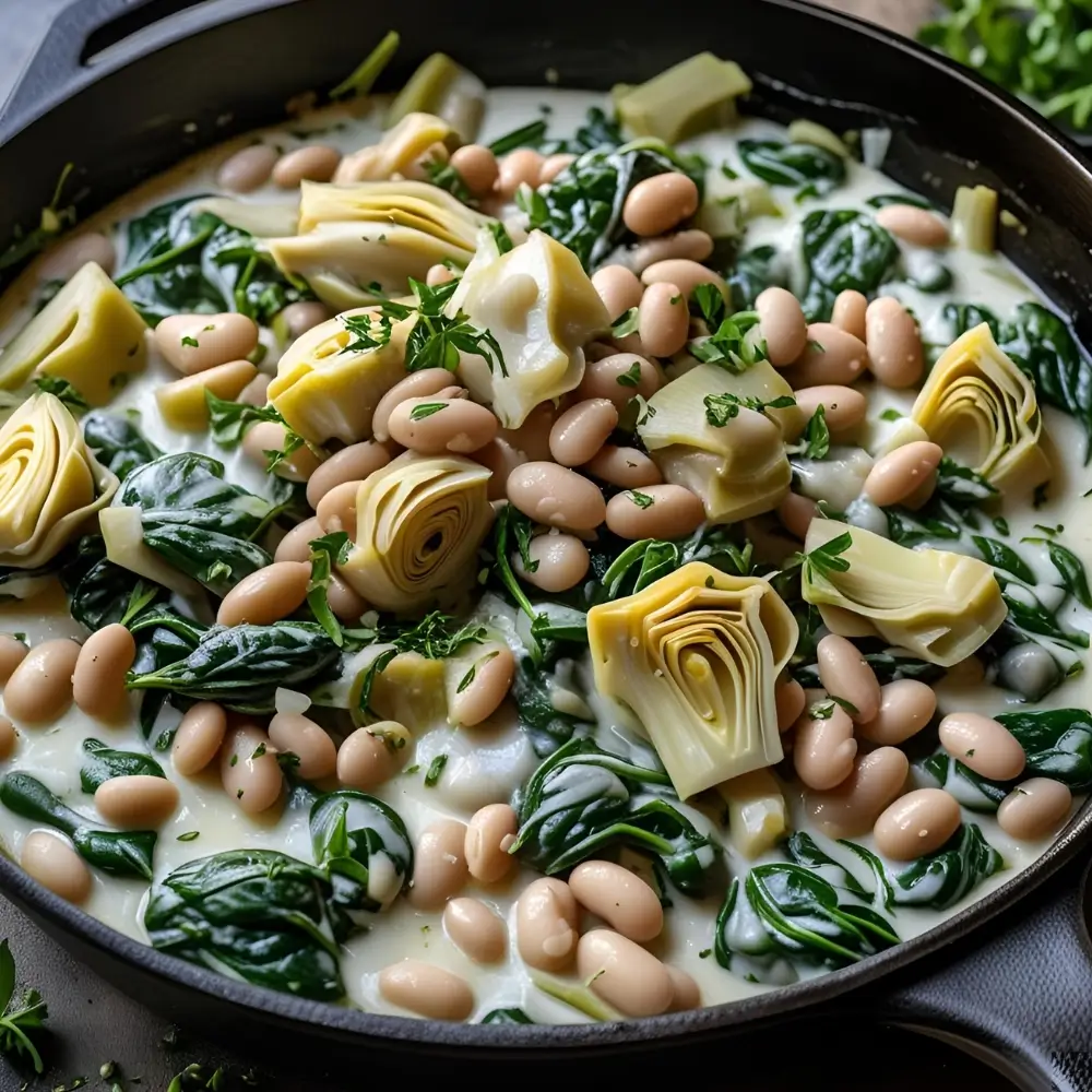 Spinach & Artichoke White Bean Skillet