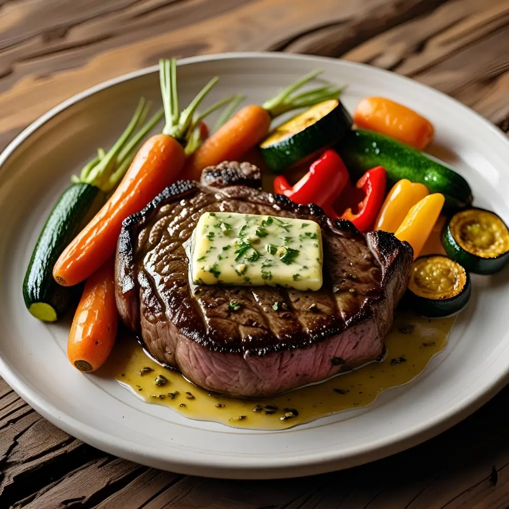 Garlic Butter Steak With Roasted Vegetables