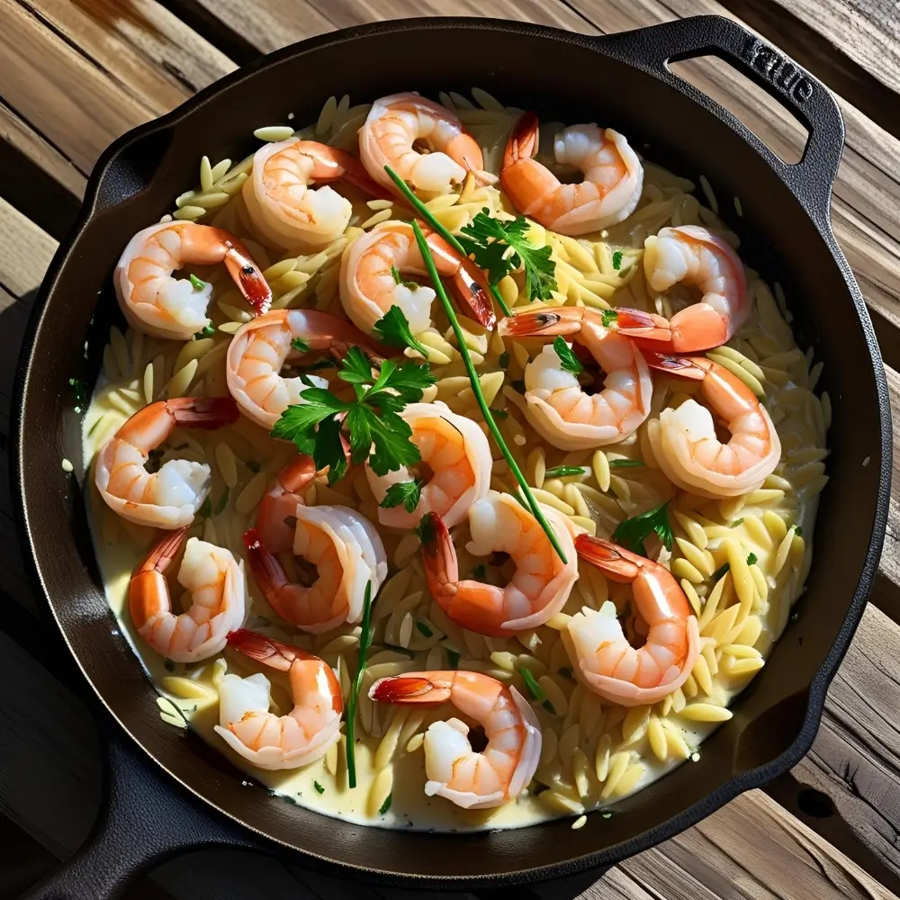 One-Pan Garlic-Butter Shrimp With Orzo