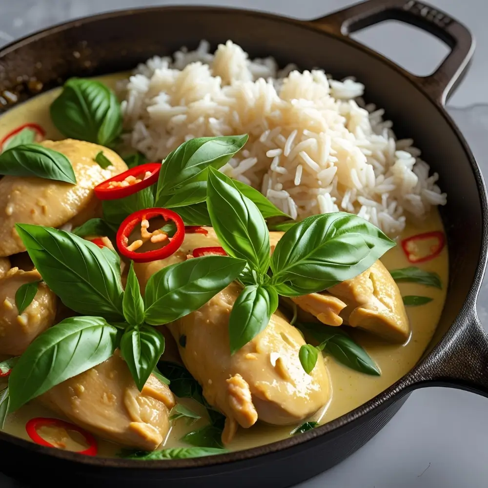 One-Skillet Creamy Thai Basil Chicken
