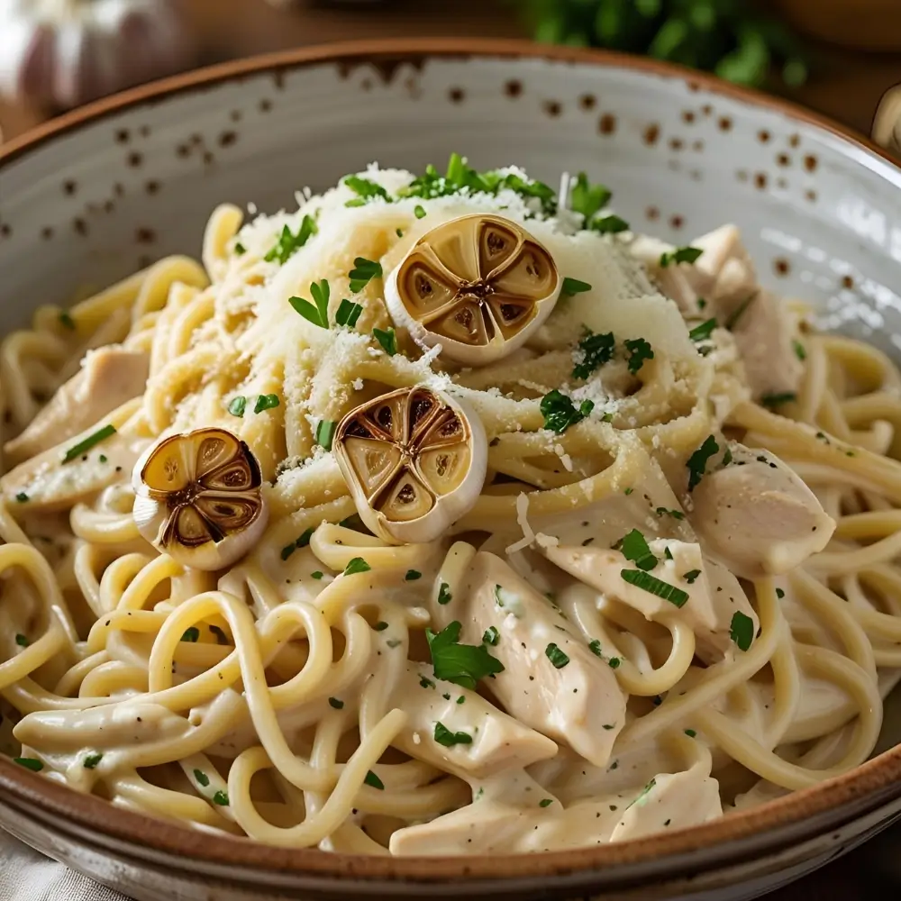40 Cloves Of Garlic Chicken Alfredo