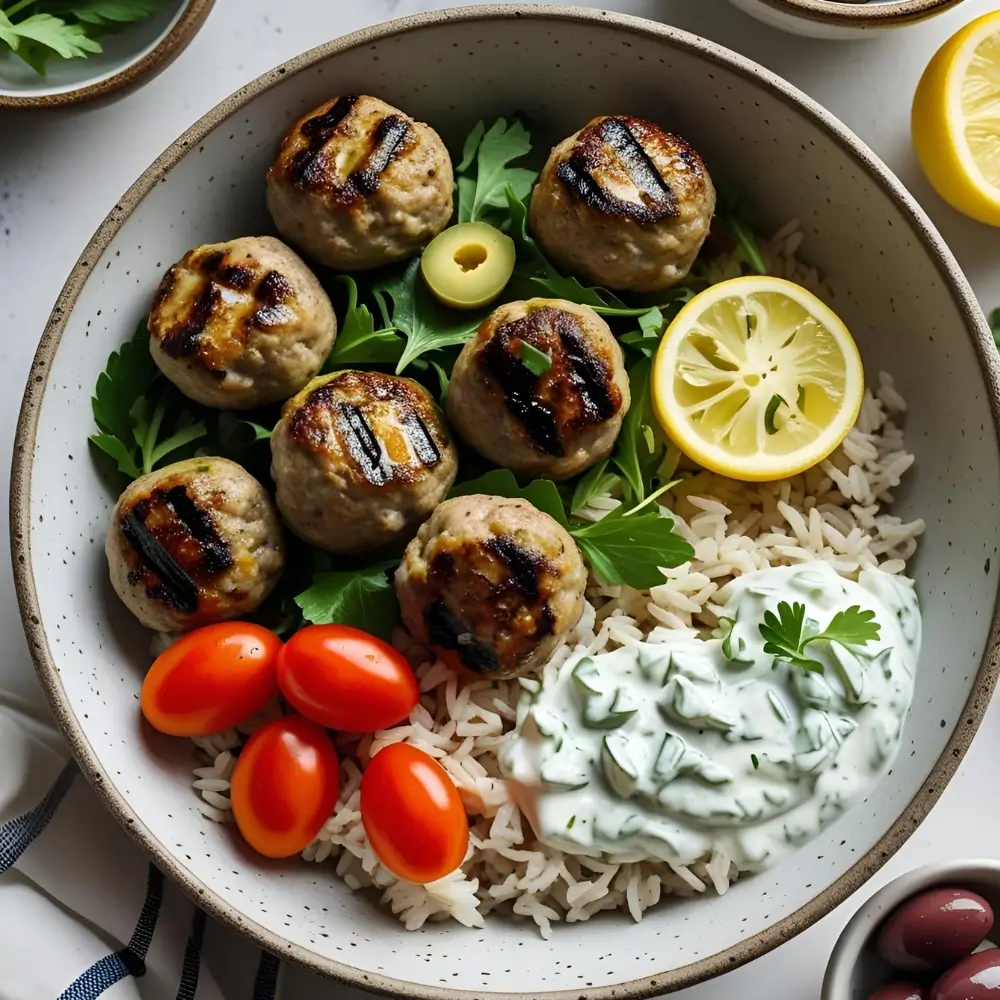 Greek Meatball Bowl With Cucumber-Yoghurt Sauce