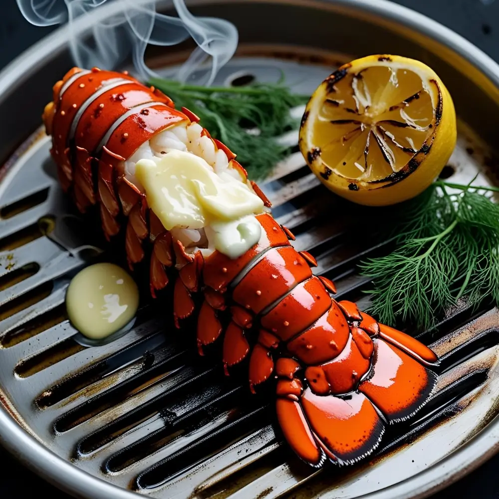 Smoked Lobster Tail With Garlic-Lemon Butter