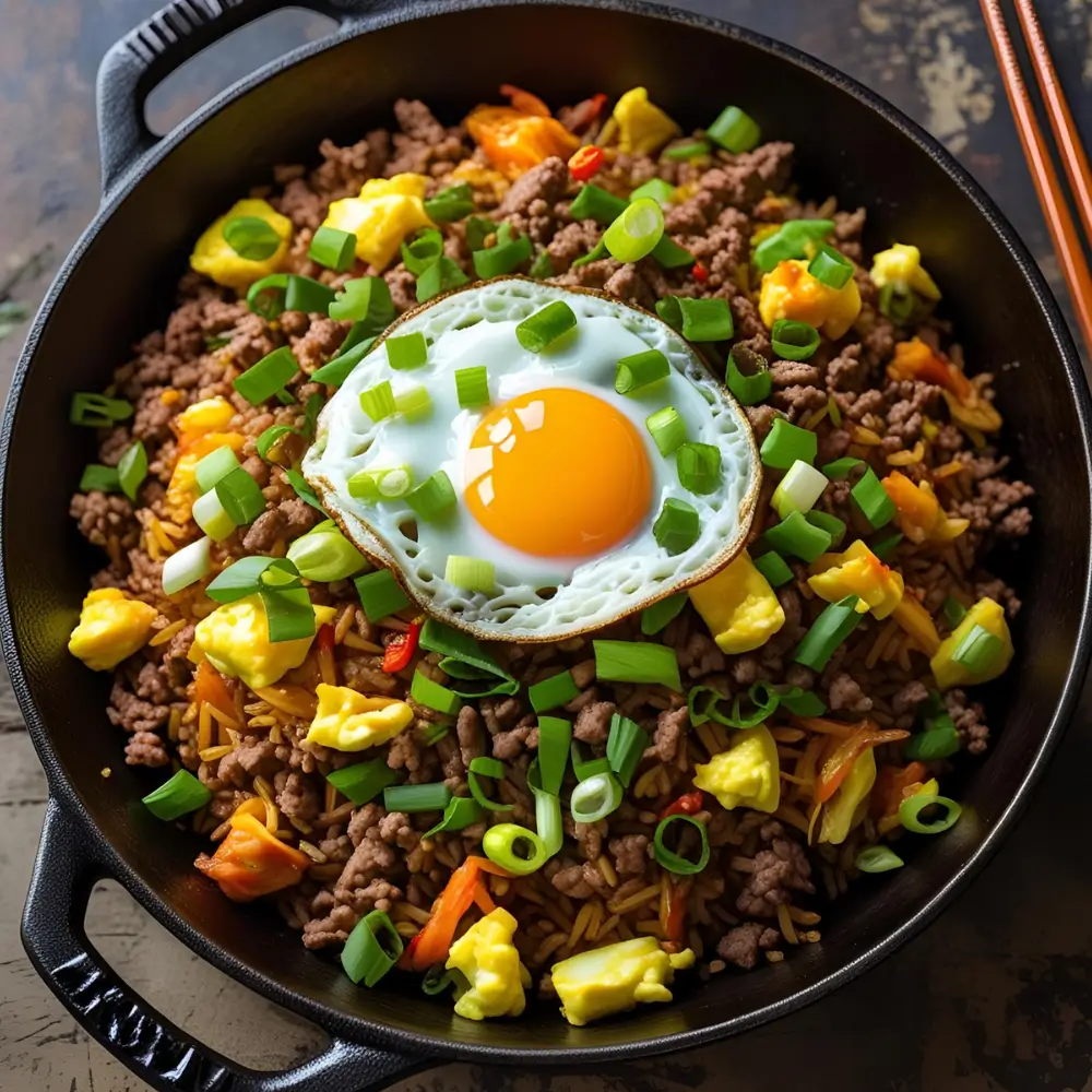 Kimchi Fried Rice With Beef