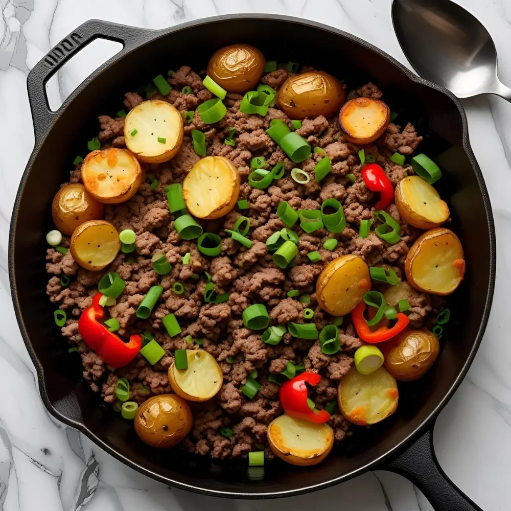 Quick Ground Beef + Potatoes