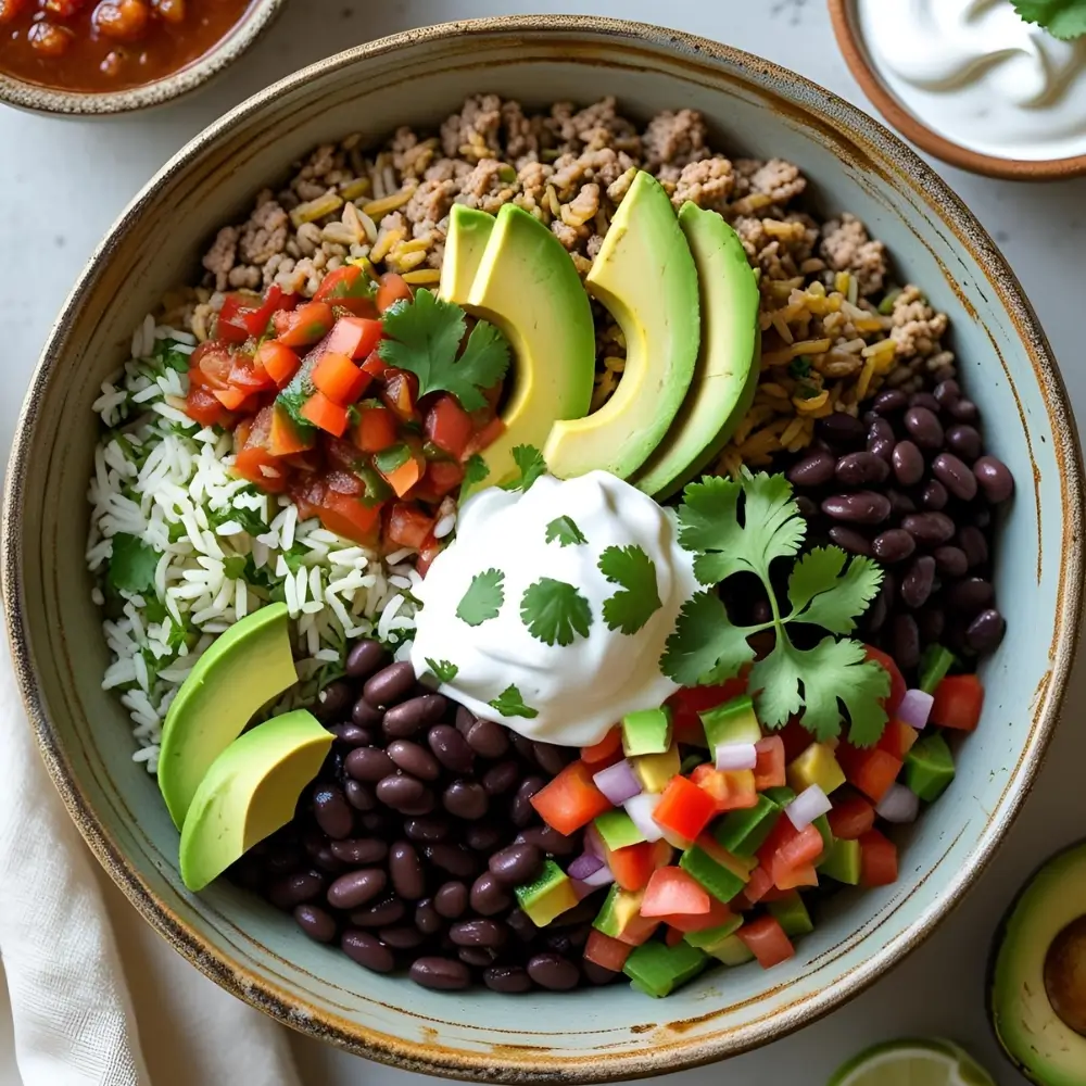 Turkey Burrito Bowls With Cilantro-Lime Rice