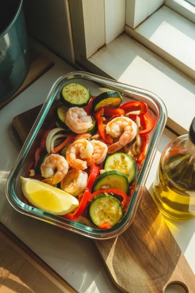 Garlic Shrimp and Veggies Meal Prep Bowls