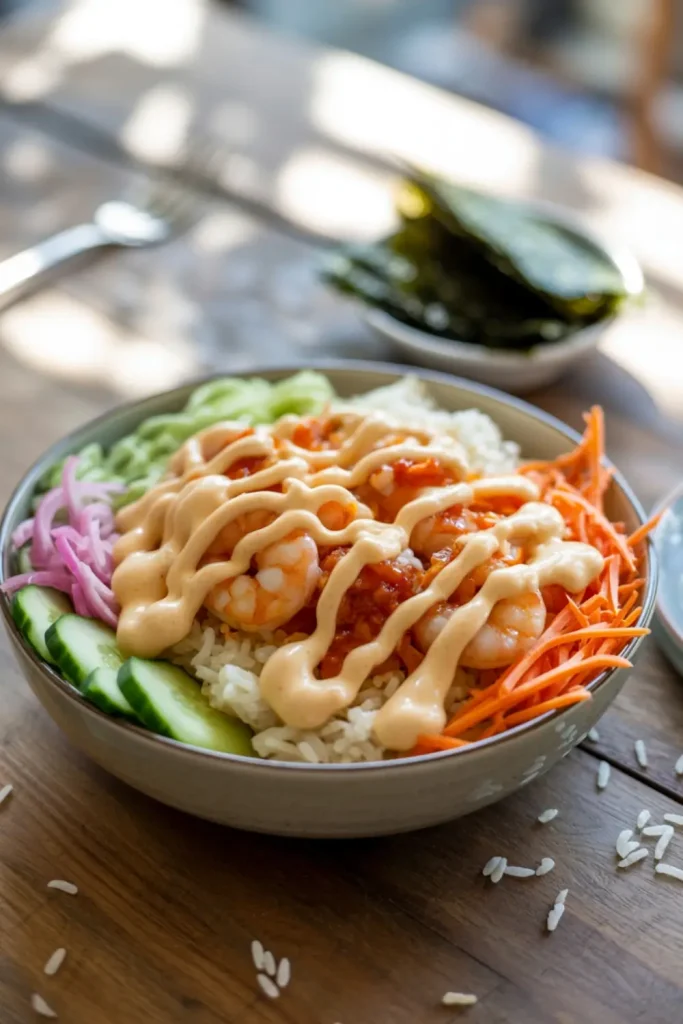 Shrimp Rice Bowls with Spicy Mayo