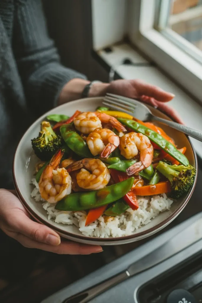 Honey Sriracha Shrimp Veggie Stir-Fry